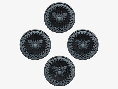 A1 Home Collections Multi Functional-Garden Stepping Stone Mat Round, Natural Rubber Heavy-Duty Beautiful Hand Finished Design 12"X12" Set of 4, Bumble Bee Black