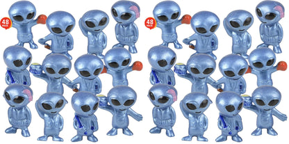 ArtCreativity Vinyl Alien Figurines (48pcs) - Fun Space Party Favors, Assorted UFO Poses, Goodie Bag Fillers (Pack of 2)