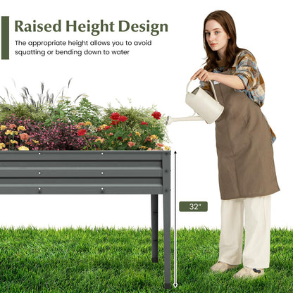 HAPPYGRILL Raised Garden Bed, Galvanized Garden Box with Legs, Drainage Holes, 2 Gloves, Outdoor Planter Box for Garden, Backyard & Patio, 46”x 24” x 32”, Grey