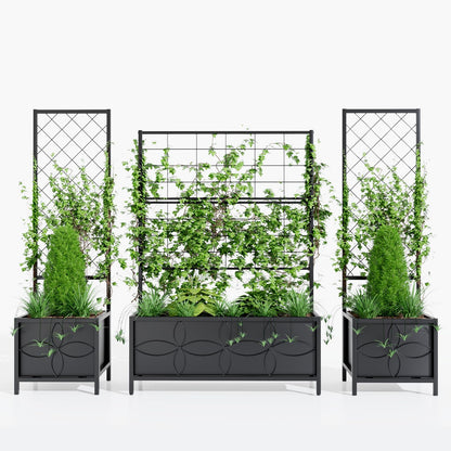 Zhongma Sturdy Raised Garden Bed with Trellis (15.75 x 35.43 x 48.8 in) for Vegetables Flower, Planter Box for Backyard Patio Balcony
