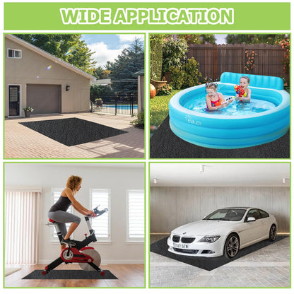 RUNZEG Outdoor Storage Shed Floor Mat, 8.2*10.2FT Waterproof Washable Garden Flooring Pad with Non Slip Backing, Soft Furniture Patio Covering Carport dust Oil Mat-Tool Shed, Storage Shed Not Included