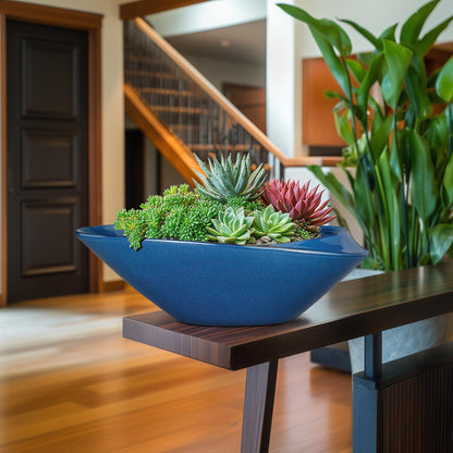 EPFamily Bonsai Pot - 18 Inch Ceramic Planter for Indoor Outdoor Plants Bonsai Tree Pot Modern Large Succulent Planter Decorative Plant Pot with Drainage Hole Blue