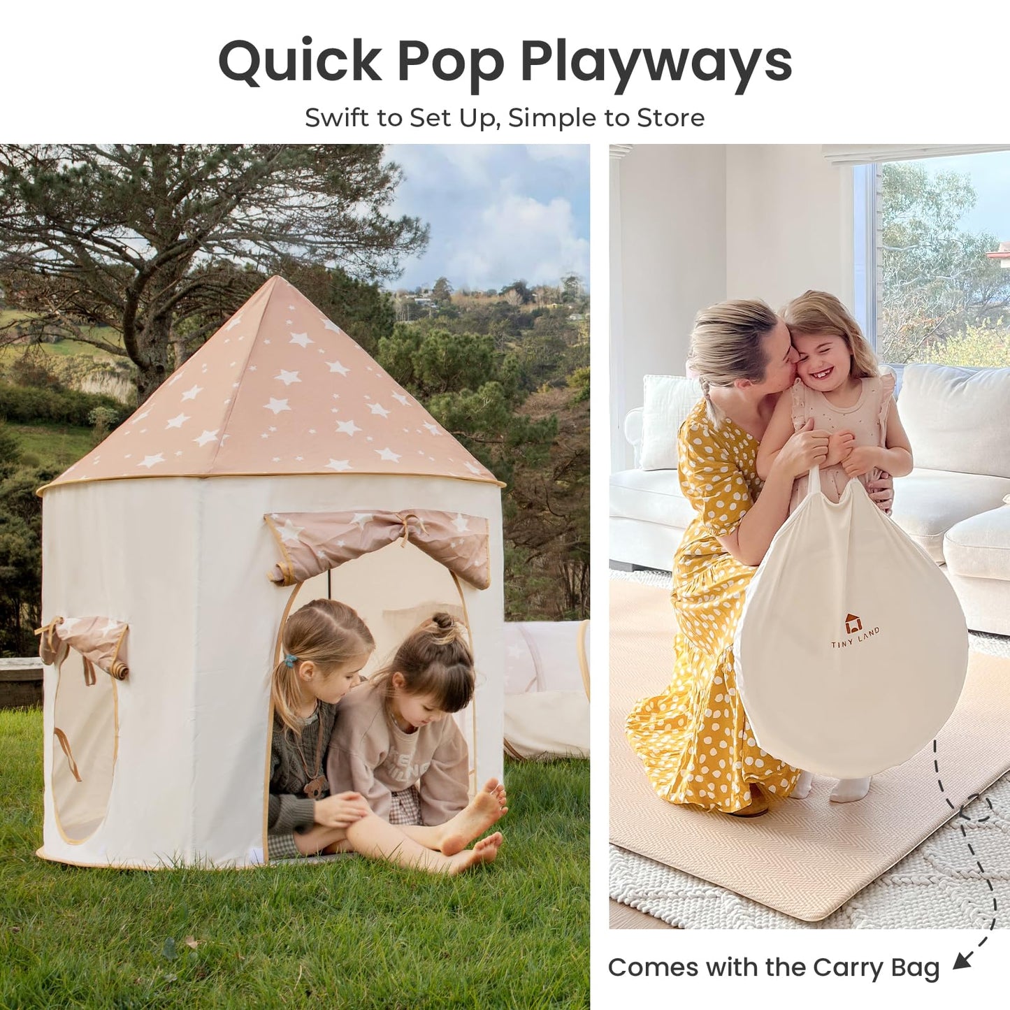 Tiny Land Kids Play Tent with Tunnel, Pop Up Play Tent with Ball Pits for Toddlers, Baby Tent with Carry Bag, Toddler Tents Indoor