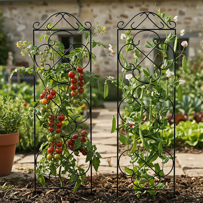 Thealyn Garden Trellis for Climbing Plants, 4 Pack 48" x 12.5" Metal Trellis for Potted Plants, Rust-Resistant Plant Support for Indoor Outdoor Use, for Ivy Clematis Vines Flowers, Black