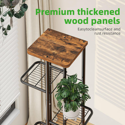 Simple Trending Plant Stand Indoor Outdoor, 6 Tier Plant Shelf, Tall Corner Flower Pot Holder, Metal Display Rack for Patio Balcony Living Room,Brown