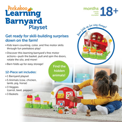 Learning Resources Peekaboo Learning Barnyard Playset - Farm Animal Toys, Montessori Toddler Toys, Imaginative and Fine Motor Skills, Counting Skills for Kids, Birthday Gifts for Boys and Girls