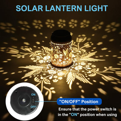 JEJOT Hummingbird Solar Lanterns Outdoor Waterproof, Mothers Day Gifts, Birthday Gifts for Women Mom Grandma,Metal Hanging Solar Lantern for Yard,Garden,Porch Landscape Deconrations-1 Pack