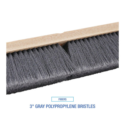 Boardwalk 20436 Floor Brush Head, 3" Gray Flagged Polypropylene, 36"