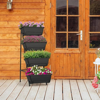 FURUIM2024M Flower Stand Vertical Raised Garden Bed 4 Tiers Planter Box Freestanding Garden Planter, Garden Supplies Accsesories Plant Shelves(Red,3TIRE)
