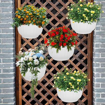 AKOLAFE 8 Pack Vertical Wall Planters for Indoor Plants Living Wall Planter Outdoor Walls Plant Holder with Hook White Walls Hanging Planter Resin Flower Pot Basket for Garden Railing Balcony Fence