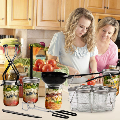 Canning Supplies Kits with 21.5 Qt Canning Pot, 7pcs Mason Jars, Tongs, Stainless Steel Jar Rack, Funnel, Lid Lifter Water Bath Canner Tool Set
