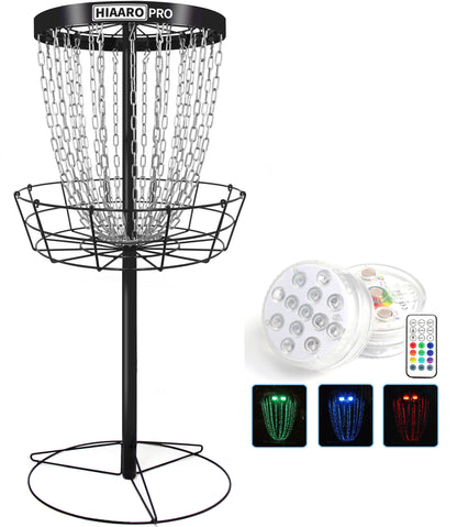 HIAARO PRO Disc Golf Basket and Disc Golf LED Light Bundle Item
