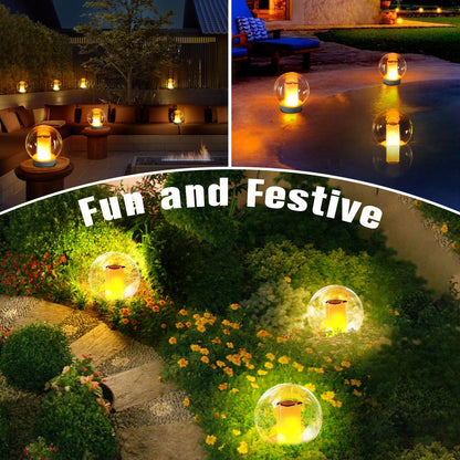 Floating Pool Lights, Solar Flame Lights Flickering IP68 Waterproof Ball Night Light, Outdoor Lantern Landscape Decoration Lamp for Pool, Pond, Event, Party, Garden(2pcs)