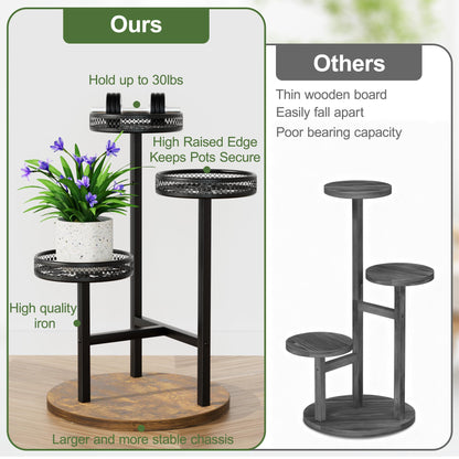 NQW Plant Stand Indoor Outdoor 3 Tier Corner Metal Plant Shelf Tiered Flower Pot Stands for Garden Balcony Living Room