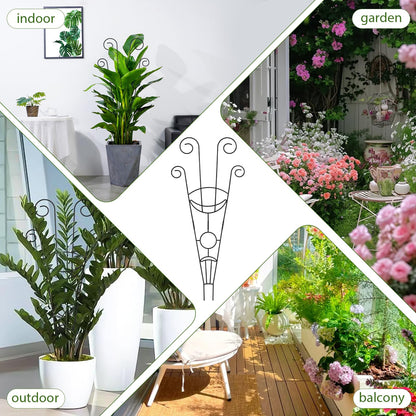 ZOUTOG Trellis for Climbing Plants Indoor 4 Pack 30 Inch,Rustproof Metal Garden Trellis for Potted Plants,Sturdy Houseplant Support Indoor Outdoor for Ivy Pothos Monstera Hoya Flower Vine (Black Moon)