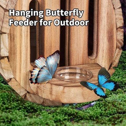 Butterfly House Butterfly Habitat Garden - Wooden Butterfies Houses with Feeder Hanging Garden Decoration Natural Nesting Box for Butterflies Bugs Moths & Lacewings