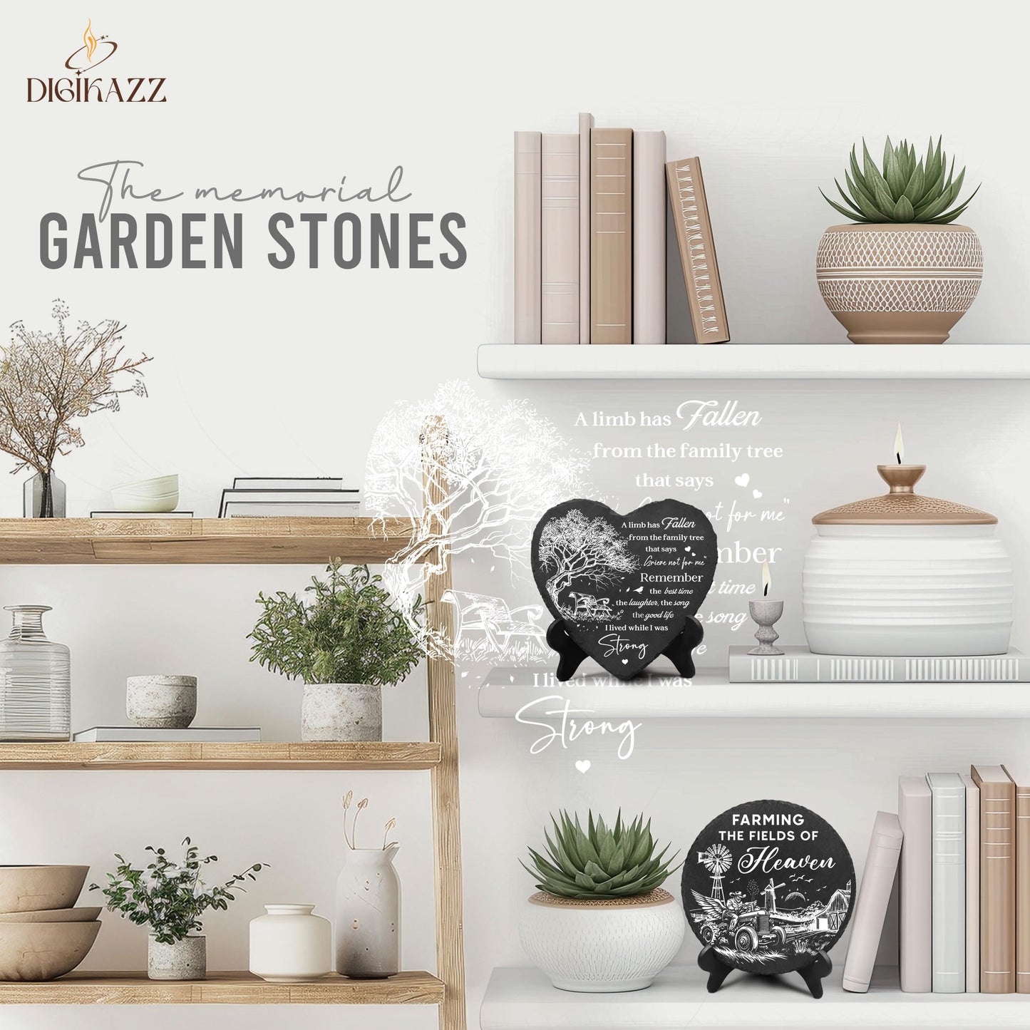 DIGIKAZZ A Limb Has Fallen Plaque, Memorial Garden Stones in Memory of Loved One, Memorial Gifts for Loss of Mom, Dad, Brother, Son Stones on Christmas