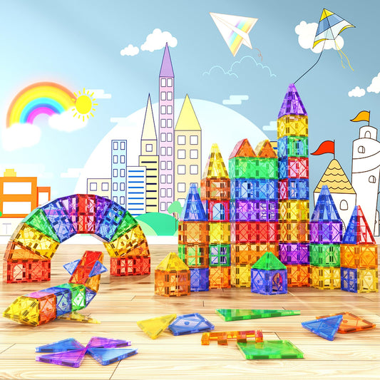 Soyee 102PCS Magnetic Tiles Building Blocks Stem Toys for 3+ Year Old Boys Girls Montessori Toys Toddler Kids Gifts Parents Approved Sensory Toys