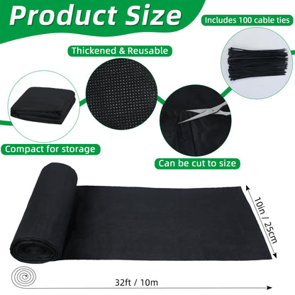 Bylion 10x10'' 32 ft Large Plant Grow Bags - Fabric Garden Bags - Fabric Planting Bed, Tubular Garden Bag Free Cutting of Planting Bags for Outdoor Indoor Vegetables Plant Flowers