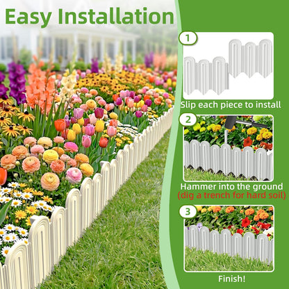 Vashly 20ft Landscape Edging No-Dig, 5.9 Inch Tall Garden Border, Flexible with 20 Stakes, 20 Pack for Flower Beds Lawn Yard Pathway(20, White)