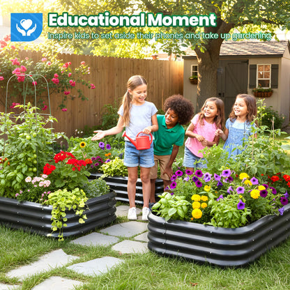 Quictent Galvanized Raised Garden Bed Kit, 6x3x1 ft Oval Metal Planter Box for Vegetables, Dark Grey