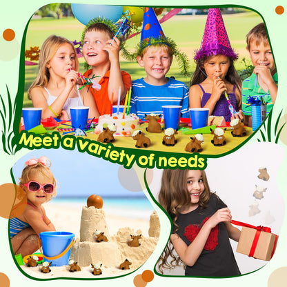 Halloscume 60 Pcs Highland Cow Party Favors Mini Brown Cows Floating Decorations Bath Rubber Water Highland Cow Figurines Bulk Figurine Statues Decor for Spring Summer Birthday Party