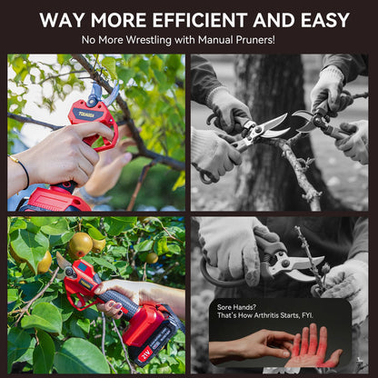 Electric Pruning Shears Cordless 2-in-1 Grafting Tool Kit, 3 Replaceable Cut Blades (Ω/U/V), 2×2000mAh Batteries, LCD Display Power Grafting Tool for Tree Branch Garden (shear)