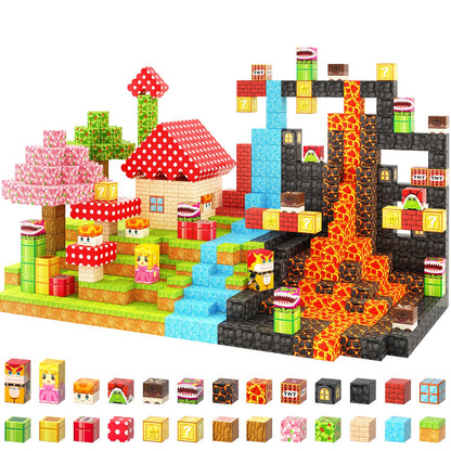 110PCS Magnetic Blocks - Build Mine Magnet World Magic Teleport Pipes Set, Building STEM Sensory Toddler Toys for 3+ Year Old Boys & Girls, Compatible with All Magworld 1” Magnetic Blocks Kids Toys