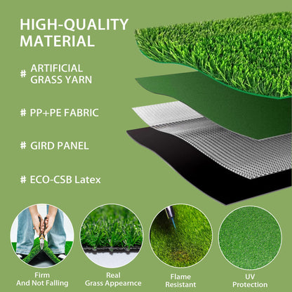 VERDIGRASS Artificial Grass Mat 12x12 Inch,Fake Grass Turf Patch,Synthetic Grass Indoor Outdoor,Patio Grass Tiles Realistic Grass Rug with Drainage Hole for Table Decoration