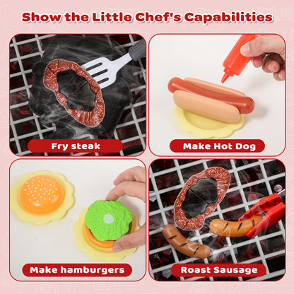35pcs Kitchen Toy Set, Toy BBQ Grill Set, Cooking Toy Set, Little Chef Play, Kids Grill Playset Interactive BBQ Toy Set, Kids Kitchen Playset Toy Christmas Birthday Gift