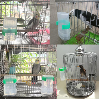 Automatic Bird Water Dispenser Parrot Water Feeder Bird Seed Food Container Parakeet Waterer Cockatiel Cage Accessories Automatic Feeding for Finch Lovebird Canary Small Birds(2Pcs)