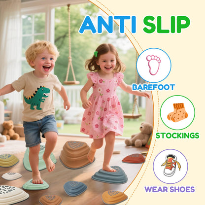 LilStones Kids Balance Stepping Stones Triangular 11PCS Non-Slip Toddler Stepping Stones for Ages 3-8 Years – Durable & Fully Rounded Edges