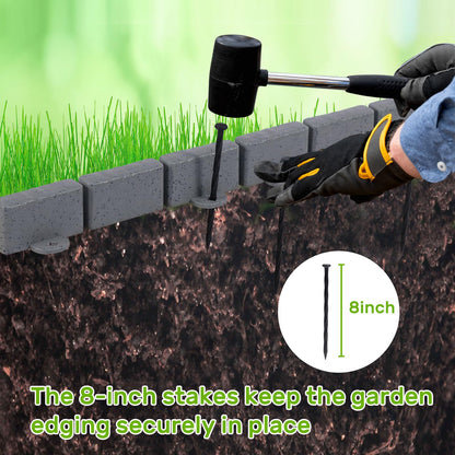 AGTEK Garden Edging 16FT Landscape Edging Kit 2.75 Inch Height Decorative Garden Border No Dig Lawn Border for Yard Flower Bed with 26 Stakes, Grey