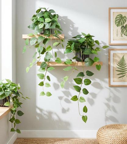 FancyPlus Fake Plants 2 Pcs Faux Pothos Plants Potted Indoor Artificial Hanging Plants Realistic Fake Greenery Table Desk Bathroom Office Bedroom Living Room Shelf Modern Farmhouse Decor Indoor