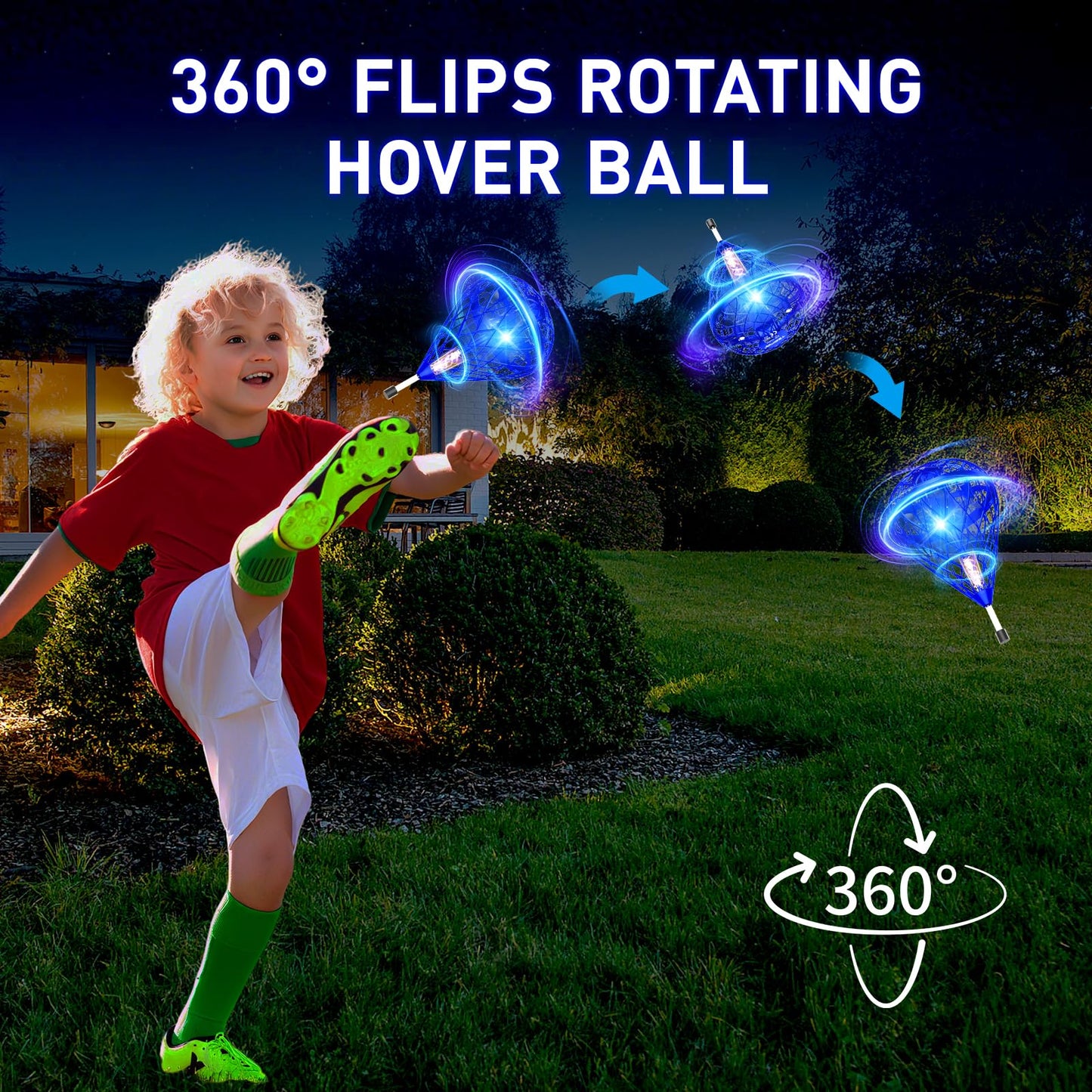 Flying Bouncing Ball Toys 2026 - Cosmic Galaxy Hove Orb Ball Hand Controlled Leap Drone with LED Lights, 3D Flips Cool Spinner Outdoor Indoor Toy Gifts for 6 7 8 9 10+ Year Old Boys Girls Teens (Blue)