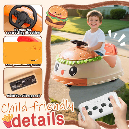 Okybaby 12V Bumper Car for Kids, Ride on Toys for Toddlers 1-3 Boys & Girls W/Parents Control, Baby First Birthday Gift Bumping Car with Rotation & Anti-roll Design, Bluetooth, Music, USB, LED Lights