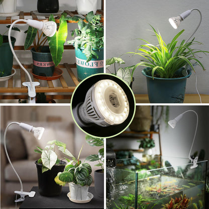 SGLEDs Grow Lights for Indoor Plants, LED 10 W Full Spectrum Bulb Replaceable Plant Light, 150 W Equivalent Clip on Grow Light with Optical Lens for Indoor Growing, Lifetime Free Bulb Replacement