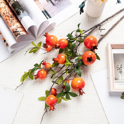 TORINALITAL 4Pcs 31.5 Inch Artificial Pomegranate Branches, Fake Fruit Branch, Artificial Plants for Living Room Dorm Decor Christmas Farmhouse Vase Arrangement Centerpiece
