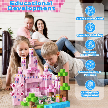 Annexfun Magnetic Blocks-100PCS Magnetic Building Blocks, Princess Castle Building Set, STEM Learning Toys for Kids Ages 3-8