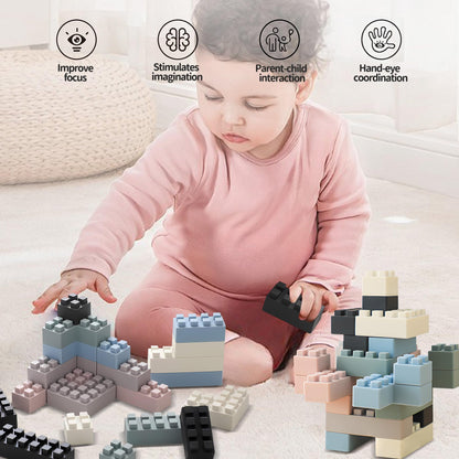 Silicone Blocks and Sensory Balls Toy Set - Montessori Soft Baby Blocks and Textured Baby Rattle Balls, Ideal Preschool Learning & Toddler Gifts