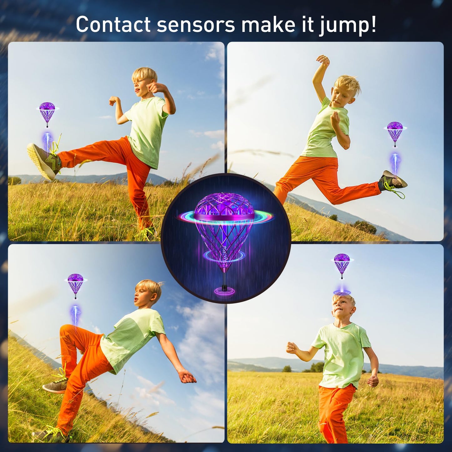 AMERFIST The Latest Cool and Magical Flying Toy, Combining AI Motion Control Technology with Contact Sensing System, Make it Become Bounce & Flip & Flight Toys, Fully unleashing Your Creativity.