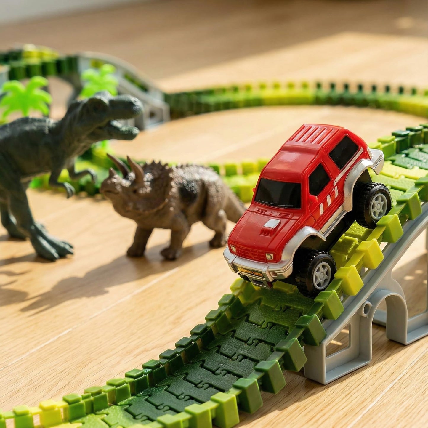 AUUGUU Dinosaur Toys - Create A Dino World with Flexible Race Track, Birthday Gift for Kids Ages 3+, Toys for 3 4 5 Year Old Boys