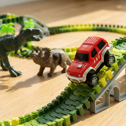 AUUGUU Dinosaur Toys - Create A Dino World with Flexible Race Track, Birthday Gift for Kids Ages 3+, Toys for 3 4 5 Year Old Boys