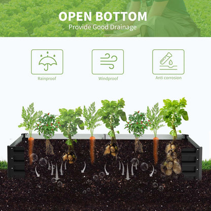 DoCred Galvanized Raised Garden Bed with PVC Cover, 72.8" x 37.4" x 47.2" Metal Planter Bottomless Box w/ Roll-Up Window, Mini Greenhouse Tent for Outdoor Growing Vegetables Flower Fruit