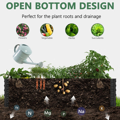 FOOWIN 2pcs 8x4x2ft Galvanized Raised Garden Bed, Planter Raised Garden Boxes Outdoor, Large Metal Raised Beds for Gardening, Garden Bed for Vegetables, Flowers, Herb,478 Gallon Capacity, Black