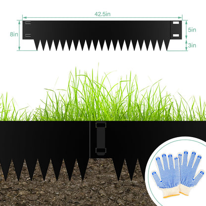 Ganeekiron Metal Landscape Edging 6-Pack, Steel Edging Powder Coating - 40" L x 8" H Strips Garden Edging Border with 6 Clips - Edge for Lawn Yard (20Ft Total, Black)