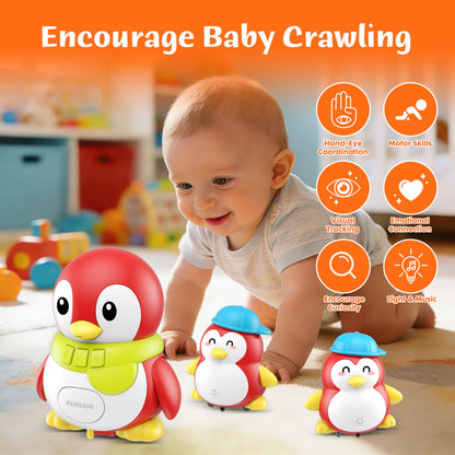Baby Toys 6-12 Months, Musical Red Penguins Crawling Infant Toys, Early Learning Toy for Tummy Time with Light & Sound, Birthday Gifts for Babies Newborn Boys Girls 6 7 8 9 10 11 Months 1 Year Old
