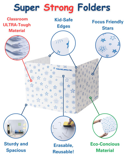 25 Privacy Folders for Students, Erasable Privacy Shields for Student Desks, Testing Dividers for Classroom, Privacy Boards for Student Desks, Dividers for Students, Test Dividers for Student Desks