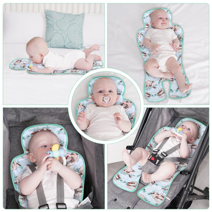 Gel Car Seat Cooler Pad,1 Pack Double Sides-Universal Baby Stroller Ice Cushion Cooler Mat,Summer Cooling Seat Liner,Multifunctional Suitable for Baby Dining Chair,Child Safety Seat(Sloth + Leaves)