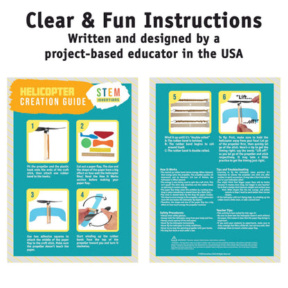 Rubber Band Helicopter Kit – 10-Pack - DIY STEM Craft Project for Kids - Build Your Own Rubberband Flying Toy